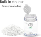 White Edible Glitter Glimmer Powder for Cakes Drinks - Colaele 5 grams Food-Grade Luster Dust Metallic Food Decorating Sprinkle Glimmery Brew Dust for Baking Dessert Chocolates Decorations, Vegan - Image 2
