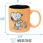Silver Buffalo Peanuts Mummy Snoopy, Wax Resist Ceramic Pottery Mug, 20oz - Image 2