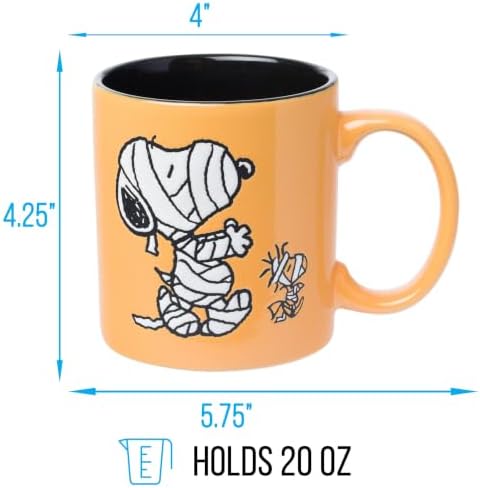 Silver Buffalo Peanuts Mummy Snoopy, Wax Resist Ceramic Pottery Mug, 20oz - Image 2