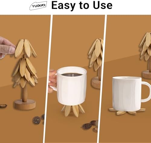 Wooden Tree-Shaped Coasters Set for Coffee Table, Kitchen - Image 2
