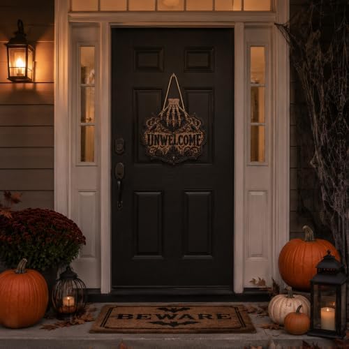 Halloween Decorations - 2D Printed Flat Gothic Unwelcome Wooden Sign - Image 7