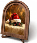 Santa Hat Arched Table Sign, Rustic Christmas Farmhouse Decor by HPCHENG