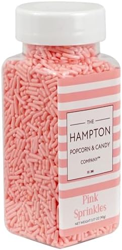 Pink Sprinkles Jimmies 3.17 oz, Sprinkles For Cake Decorating, Cake Sprinkles, Sprinkles For Baking, Ice Cream & More, The Hampton Candy Company by TheHamptonPopcornCandyCompany