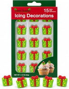 Oasis Supply Christmas Presents Edible Icing Decorations – 15 Count – Green Gift Box Cake & Cupcake Toppers for Cookies, Cakes, Cupcakes & Holiday Desserts by OasisSupply