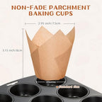200pcs Natural Tulip Cupcake Liners, Premium Muffin Liners Holders for Baking Cups, Greaseproof Cupcake Wrappers in Standard Size, Classic Parchment Paper Cupcakes Liner by JIRNGLA - Image 2