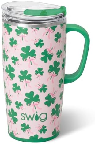 Swig Life 22oz Insulated Travel Mug with Handle & Lid, Clover Crush by SwigLife