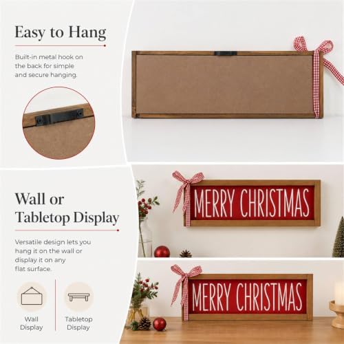 Merry Christmas Sign, Wooden Shelf, Table & Wall Decor for Indoor - Image 4