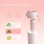 YOME 17oz Light Pink Ceramic Lined Insulated Travel Coffee Mug with Infuser for Women Gift | One-handed Pop Open Lid | Stainless Steel |Keep Drinks Cold and Hot| 100% Leak Proof - Image 4
