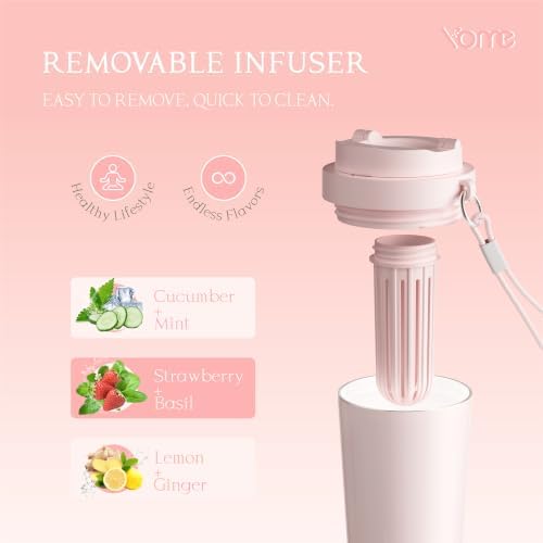 YOME 17oz Light Pink Ceramic Lined Insulated Travel Coffee Mug with Infuser for Women Gift | One-handed Pop Open Lid | Stainless Steel |Keep Drinks Cold and Hot| 100% Leak Proof - Image 4