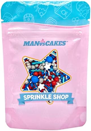 Manvscakes Sprinkles- Edible Cake and Cupcake Sprinkles with Assorted Shapes and Sizes for Parties, USA Patriotic Sprinkle Mix for Cookies, Ice Cream, Cake and Cupcake Decorating, (Red/blue) - Image 4