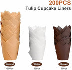 200pcs Tulip Cupcake Liners, Premium Muffin Liners Holders for Baking Cups, Greaseproof Cupcake Wrappers in Standard Size, Classic Parchment Paper Cupcakes Liner for Party, Christmas by JIRNGLA - Image 3