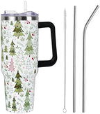 Christmas Tumbler with Handle and Straw Lid 40 oz,Cute Merry Xmas Tree Snowflake Gifts for Women Vacuum Insulated Leak Proof Tumbler,Winter Holiday Accessories Stainless Steel Coffee Cup Mug by Unknown