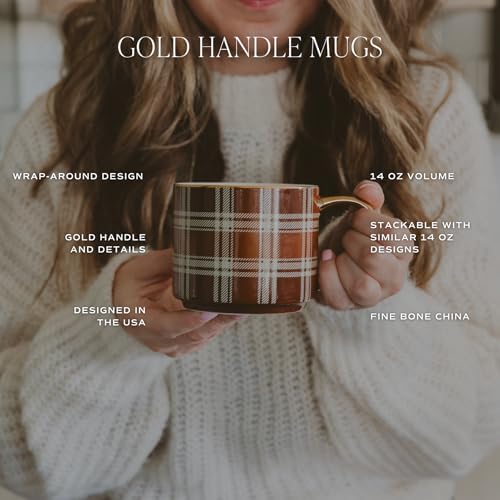 Sweet Water Decor Gold Leaves Mug with Gold Handle, 14oz Fine Bone China Coffee Cup for Tea, Latte, or Hot Cider, Autumn Leaf Drinkware, Fall Decorations for Kitchen, Gift for Mom, Sister & Wife - Image 3