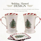 Spode Pimpernel Christmas Tree Peppermint Mugs & Coasters Set - Set of 4 - Image 3