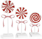 3 Pieces Christmas Table Decorations Wood Candy Set, Red Christmas Tiered Tray Decor,Rustic Candy Table Decorations for Home Tables(Cute) by Sereliy