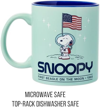 Silver Buffalo Peanuts Beagle on the Moon Snoopy Space, Ceramic Mug, 20oz - Image 3