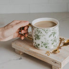 Sweet Water Decor Green Delft Coffee Mug, Vintage Green Floral Design with Gold Handle & Rim, 14oz Fine Bone China Tea Cup, Cute Gifts for Mother's Day, Baby Shower, Christmas & Mom's Birthday - Image 5