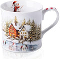 Christmas Snowy Village Coffee Mug, 12oz Ceramic Winter Mug with Vintage Town, Pine Trees, Ice Skating & Snowman, Festive Holiday Gift for Christmas, Designed in England by Harvest Green Studio by MFoffice