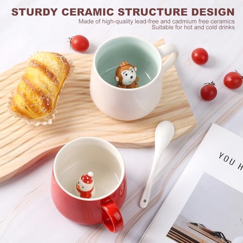 Cute Wolf Ceramic Coffee Mug Hidden 3D Animal In Cup Ideal Creative Holiday Christmas and Birthday Gifts for Animal Lovers Family Kids Friends Colleagues 12OZ (Dark Gray) - Image 4