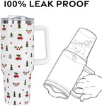 Christmas Tumbler with Handle and Straw Lid 40 oz,Cute Merry Xmas Tree Red Car Gifts for Women Vacuum Insulated Leak Proof Tumbler,Winter Holiday Accessories Stainless Steel Coffee Cup Mug - Image 4