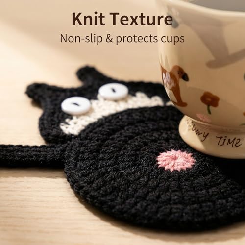 Coasters Gifts for Cat Lovers 3PCS Cat Coaster Woven Creative Cat Coaster - Image 6
