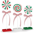 3 Pieces Christmas Table Decorations Wood Candy Set, Red and Green Christmas Tiered Tray Decor,Rustic Candy Table Decorations for Home Tables (Red and Green) by Sereliy