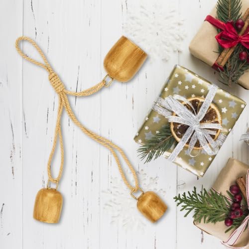Christmas Jingle Bells Vintage Gold Brass Bells with Jute Rope - Image 5