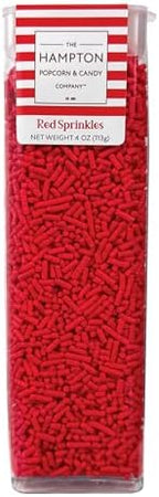 Bright Red Sprinkles Jimmies 4 oz, Sprinkles For Cake Decorating, Baking, Ice Cream & More, The Hampton Candy Company - Image 4
