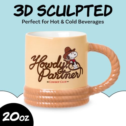 Silver Buffalo Peanuts Western Howdy Partner, 3D Sculpted Mug, 20oz - Image 2