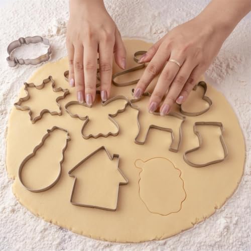 Christmas Cookie Cutters Set, HUINF 11Pcs Cookie Cutters Variety Pack - Gingerbread Men, Christmas Tree, Snowflake, House, Candy Cane, Santa Face, Reindeer and More for Christmas Winter Holiday - Image 4