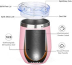 MEZMUT 12oz Insulated Wine Tumbler with Lid Double Wall Vacuum Stainless Steel Wine Glass Coffee Mug Insulated Tumbler Cup for Champaign, Cocktail, Beer (Pink, 1 Pack) - Image 6