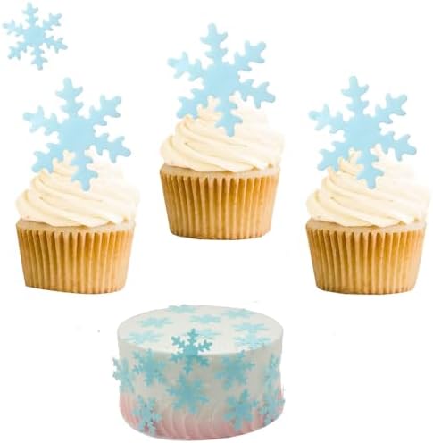 50PCS Edible Snowflakes for Cake Decorating Blue Edible Christmas Cake Decorations Wafer Paper Snowflake Sprinkles Cupcake Toppers for Christmas Winter Holiday Frozen Theme Party Supplies by YOcity