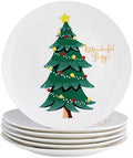 Christmas Plates Set of 6, 8 Inch Bone China Holiday Tree Dessert Appetizer Plates, Microwave & Dishwasher Safe Xmas Dinnerware Sets, Christmas Gift for Family(6pcs, 8 inch) by SwuutKitchen