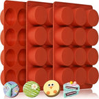 HKNMTT Round Silicone Molds 3 PCS, 12-Cavity 2.1" Round Cylinder Chocolate Covered Cookie Mold, Food Grade Non-Stick Baking Moulds for Candy Handmade Soap Pudding Jello Mini Cake Jelly Brownie by HKNMTT