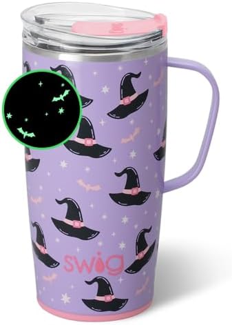 Swig Life 22oz Travel Mug, Halloween Insulated Tumbler with Handle and Lid, Travel Coffee Mug, Cup Holder Friendly, Stainless Steel 22 oz Tumbler, Reusable Insulated with Lid (Spellbound) - Image 2