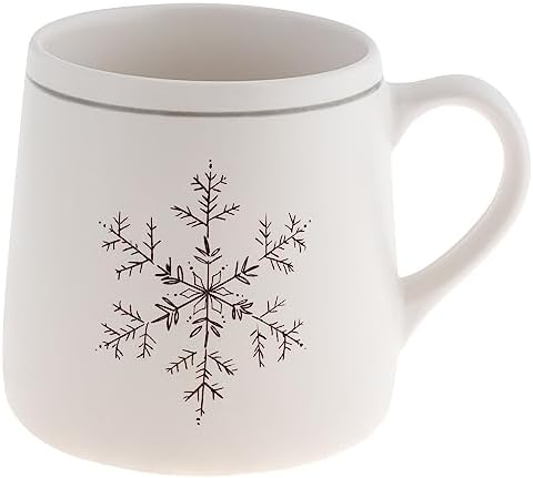 Karma Gifts, Winter White Mug, Snowflake Coffee Mug, 18 oz Stoneware – Minimalist Holiday Mug, Dishwasher & Microwave Safe, Christmas Gift for Women, Hostess Gift, Cozy Seasonal Drinkware, Snowflake by KarmaGifts