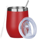 MEZMUT 12 Oz Insulated Wine Tumbler with Lid Wine Glass Coffee Cup(Red,1) by MEZMUT
