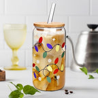 18oz Color Changing Christmas Cup, Cute Glass Cups with Lids and Straws - Image 4