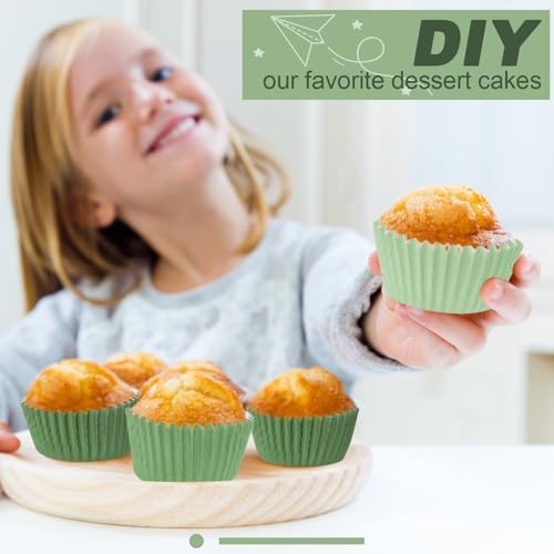600 Pack Sage Green Cupcake Liners Dark Green Light Green Baking Cups Gradient Green Muffin Liners for Cupcake Wrappers Wedding Bridal Baby Shower Birthday Party - Image 7