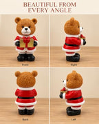Christmas Teddy Bear Resin Figurine with Gold Present 5.1'' Holiday Decor - Image 6