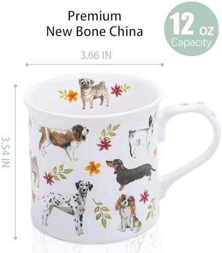 Cute Dog Coffee Mug, 12 oz Premium New Bone China Tankard Coffee Tea Mug, Holiday and Birthday Gift for Women, Dog Lovers, Dog Moms and Best Friends, Designed in England by Harvest Green Studio - Image 3