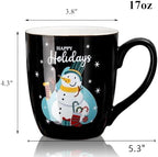 Hiceeden 6 Pcs Large Christmas Coffee Mugs, 17 Oz Ceramic Cute Santa Mugs, Holiday Novelty Mug Set Gift with Snowman Christmas Tree Pattern for Beverage, Milk, Black - Image 2