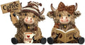 2 Pack Resin Highland Cow Figurine Decor, Coffee Theme by Burbell