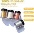 Edible Glitter for Drinks Cakes Christmas Set - Colaele 4 Colors Shimmering Luster Dust Disco Glitter Food Grade Metallic Food Coloring Glimmer for Strawberries, Chocolates, Fondant, Pops, Vegan - Image 5