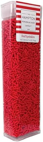 Bright Red Sprinkles Jimmies 4 oz, Sprinkles For Cake Decorating, Baking, Ice Cream & More, The Hampton Candy Company by TheHamptonPopcornCandyCompany