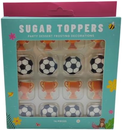 16 Pieces Soccer Cakes Decorations Edible World Cup Hard Sugar Icing Decorations Cupcake Toppers for Baking Cookie Ice Cream Candy Decoration - Image 2
