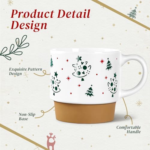 QIKSION 16oz Christmas Mugs, Large Coffee Mugs Set of 4, Holiday Hot Chocolate Ceramic Mug Gift Set for Family, Friends and Colleagues - Image 7