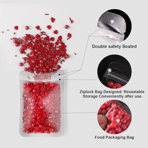 Red Sprinkles Set, Red Heart Sprinkles & Pearls for Cookies, Cakes, 180g - Image 5