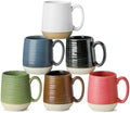 HASENSE Porcelain Coffee Mugs Set of 6, 15 Ounce Large Ceramic Coffee Cups Set with Handle for Latte, Tea, Cocoa and Hot Chocolate, Colorful Coffee Mugs for Men and Women, Microwave Safe by Hasense