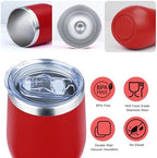 MEZMUT 12 Oz Insulated Wine Tumbler with Lid Wine Glass Coffee Cup(Red,1) - Image 4